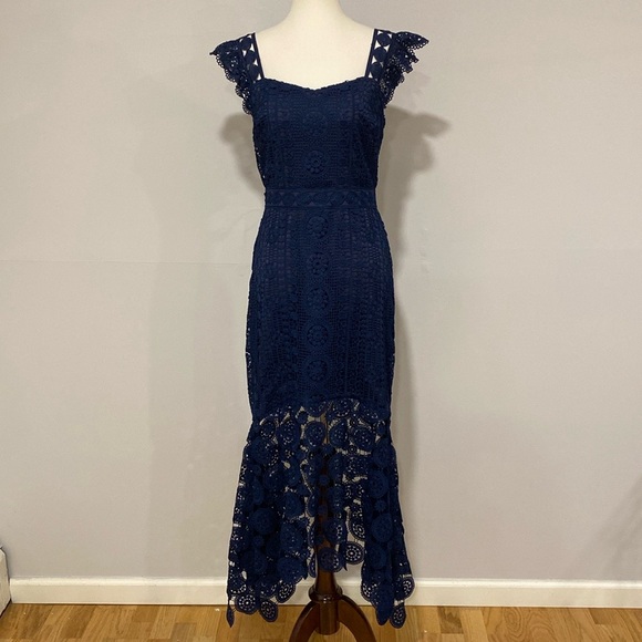 Lena Crochet Lace High Low Dress - Picture 3 of 7